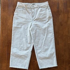 Talbots wide leg cropped white blue stripe spring casual pants women’s size 10P